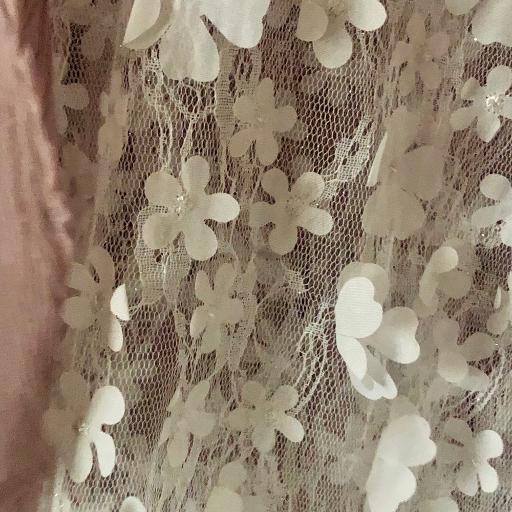 NIP POL Sheer Shimmer Lace BlouseTop With Contrast Ruffle Womens Size Large - Picture 4 of 5